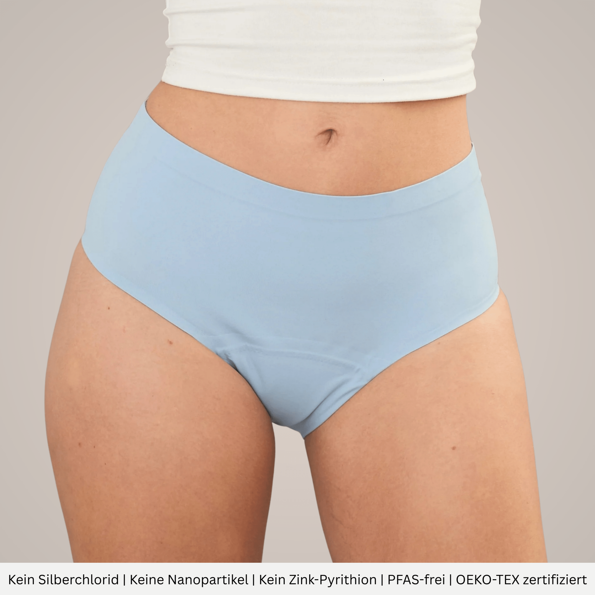 Oleander hellblau - seamless Periodenslip mit hoher Saugkraft - Periodenunterwäsche, Menstruationsunterwäsche von my•mense