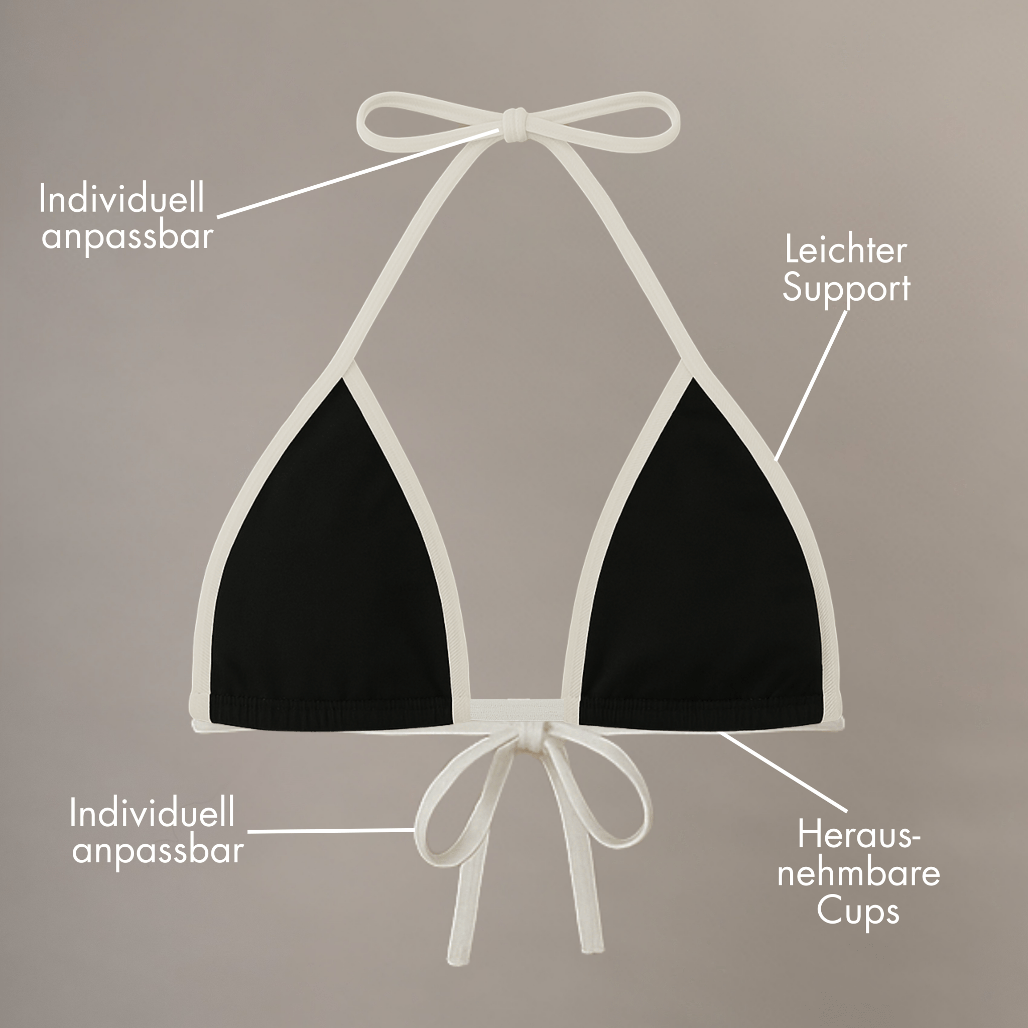 Bikini Top Lily schwarz - Periodenunterwäsche, Menstruationsunterwäsche von my•mense