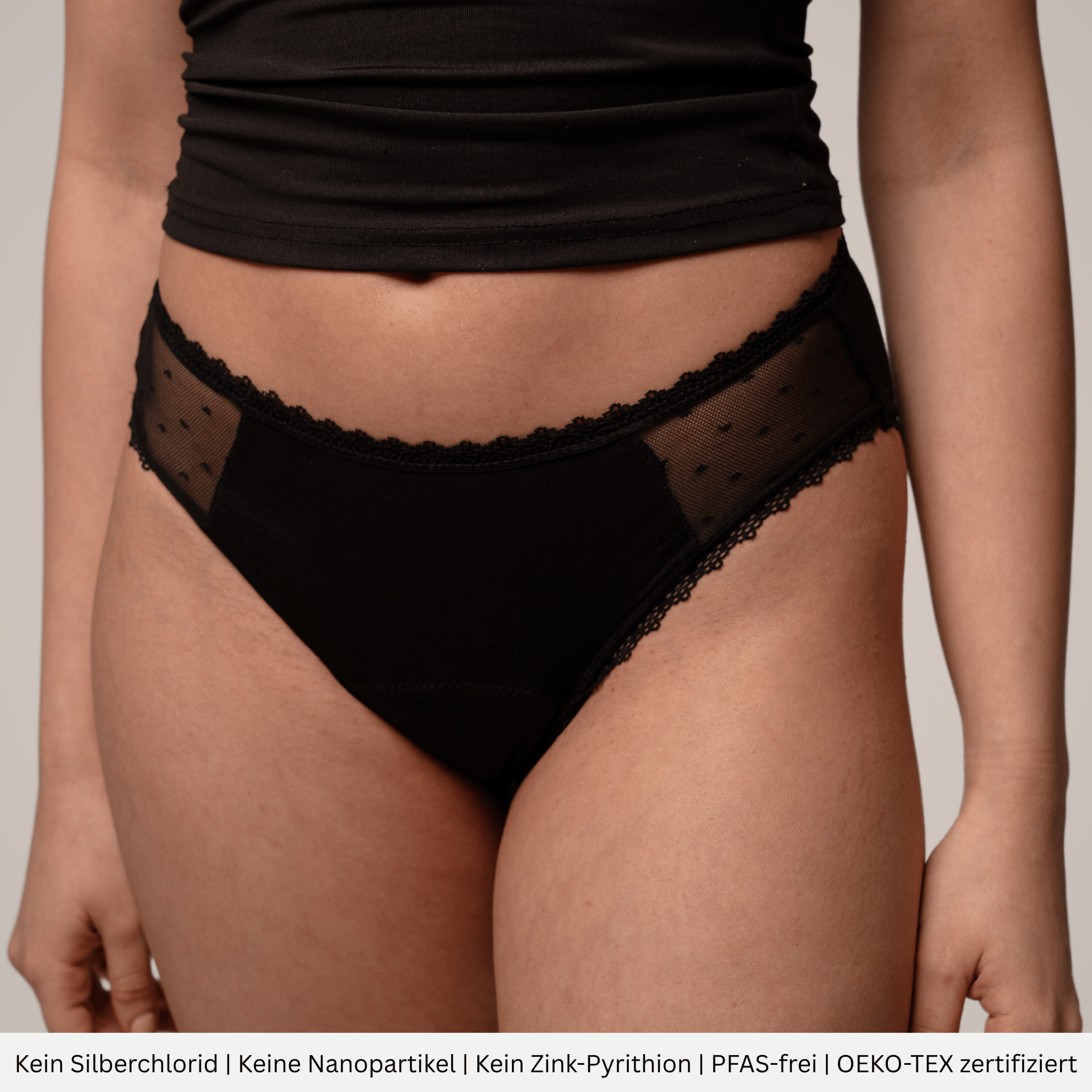 Calendula - highleg Periodenslip mit Spitze - Periodenunterwäsche, Menstruationsunterwäsche von my•mense