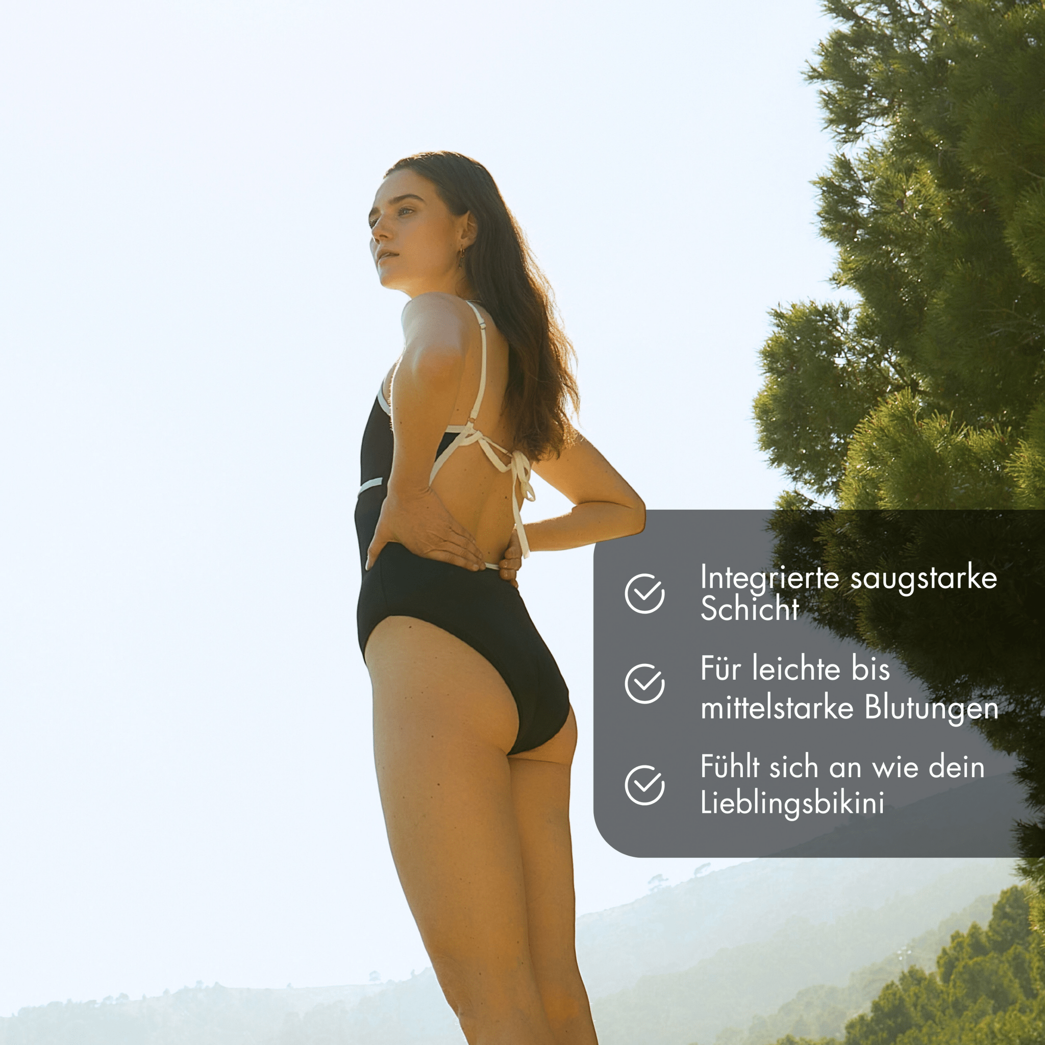 Periodenbadeanzug Jasmine schwarz - Periodenunterwäsche, Menstruationsunterwäsche von my•mense