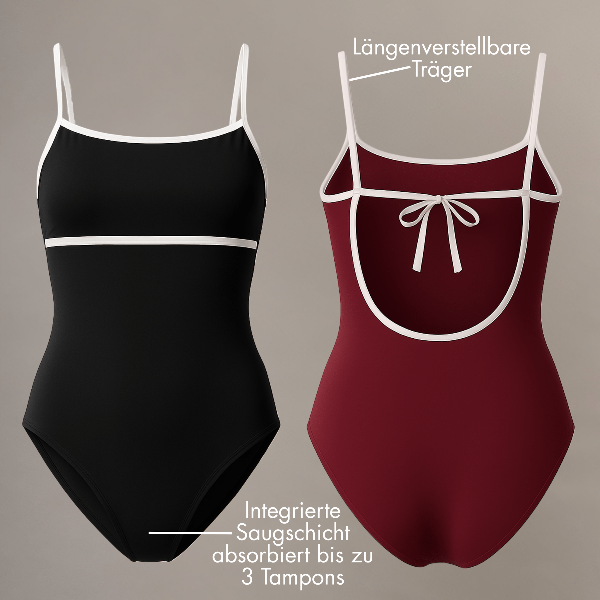 Periodenbadeanzug Set „Jasmine“ - Periodenunterwäsche, Menstruationsunterwäsche von my•mense