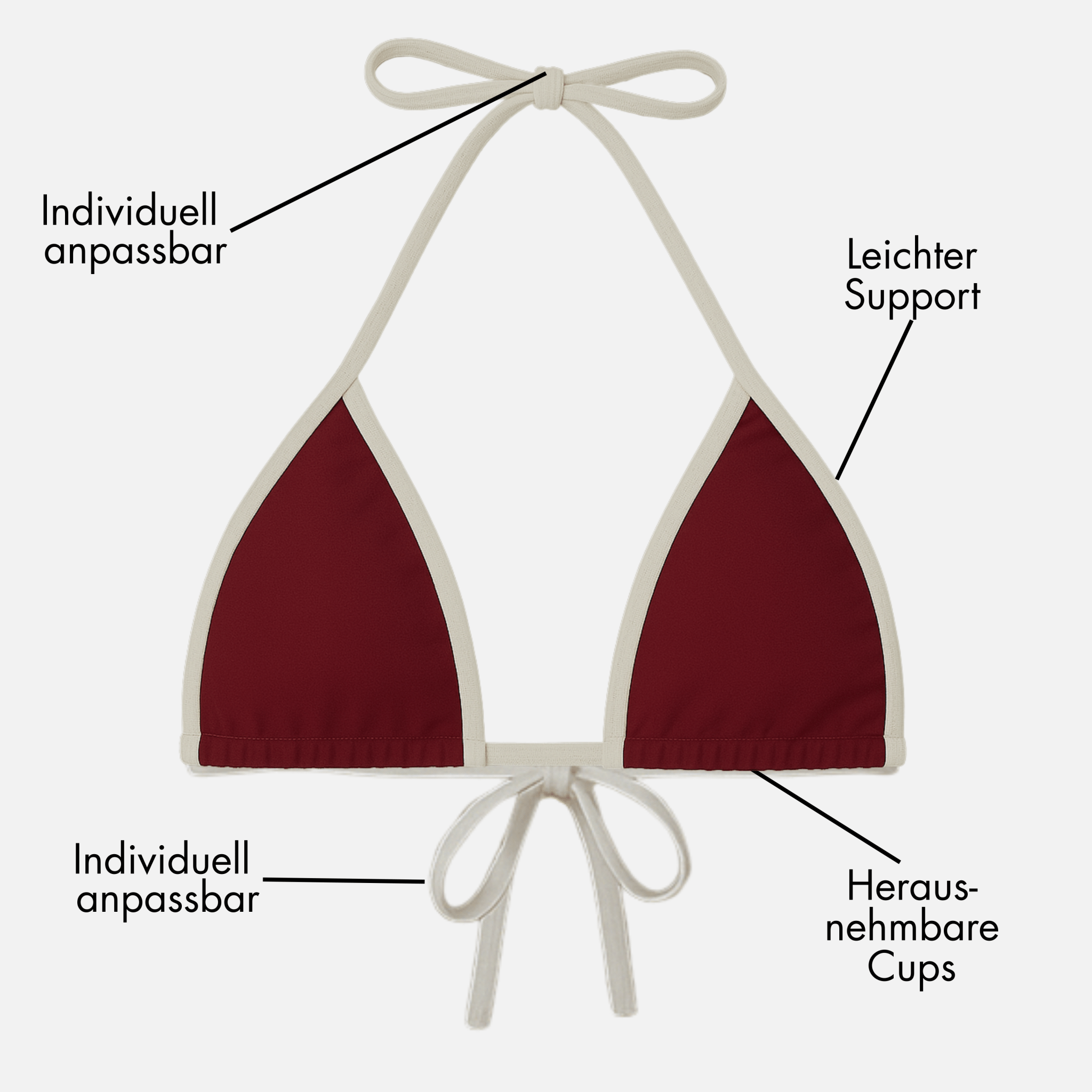 Periodenbikini Top „Lily“ burgund - Periodenunterwäsche, Menstruationsunterwäsche von my•mense